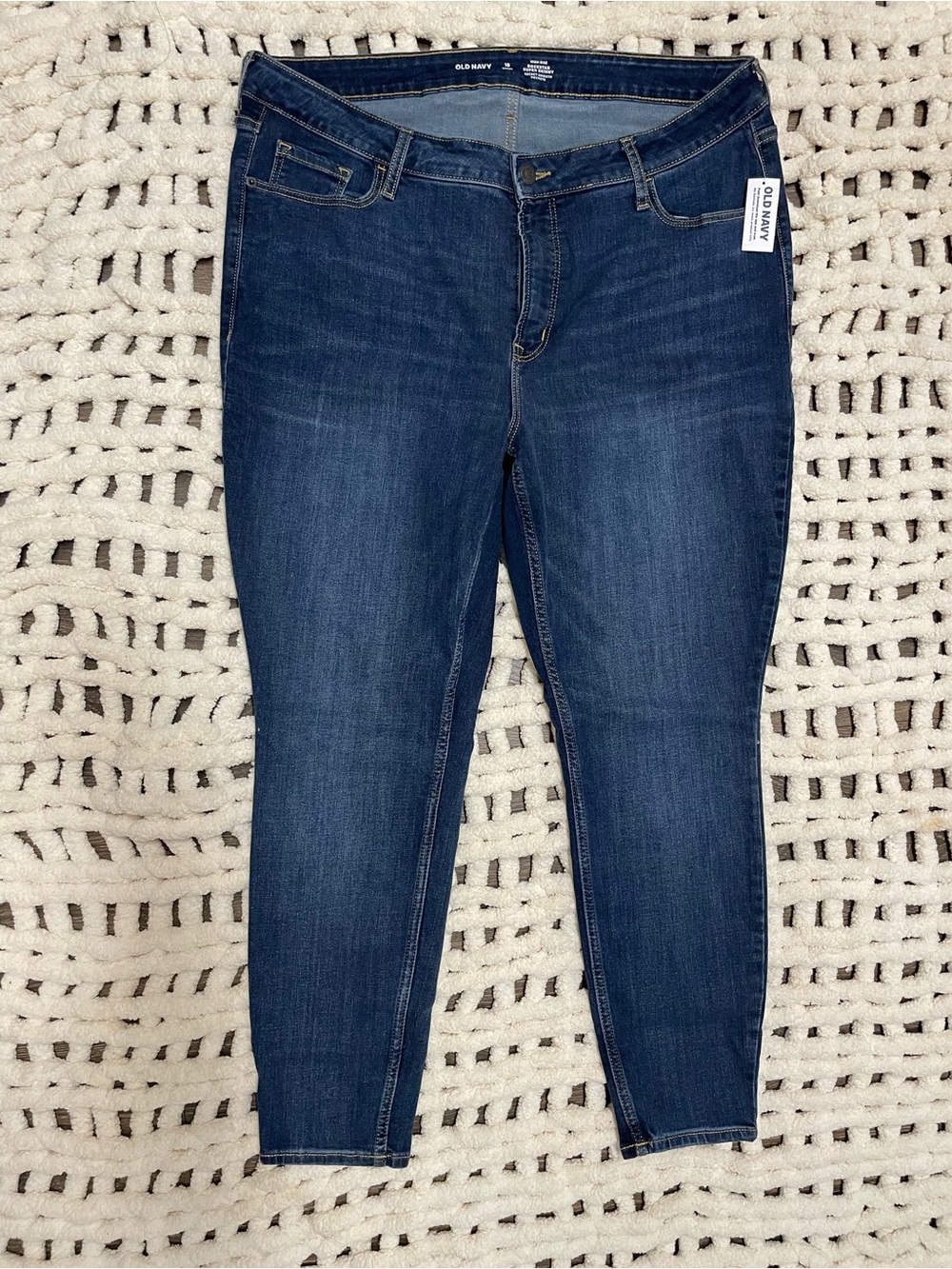 New Old Navy High rise Rockstar Dark Blue Stretch super Skinny jeans pants 18 sh